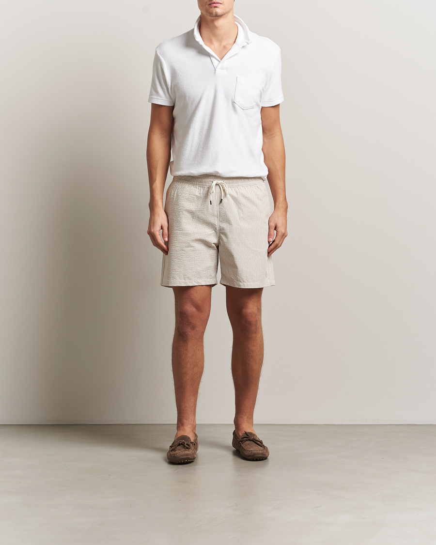 Hombres | Bañadores | Polo Ralph Lauren | Traveler Mid Trunk Seersucker Beige