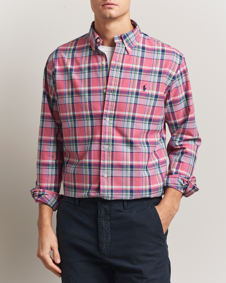 Hombres | Camisas | Polo Ralph Lauren | Custom Fit Oxford Checked Shirt Pink/Blue