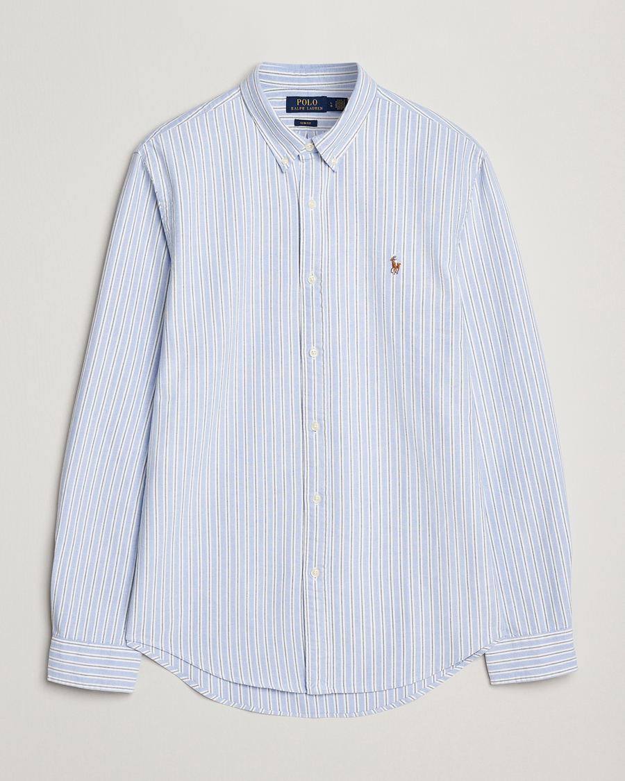 Hombres | Camisas | Polo Ralph Lauren | Slim Fit Oxford Striped Shirt Light Blue/White