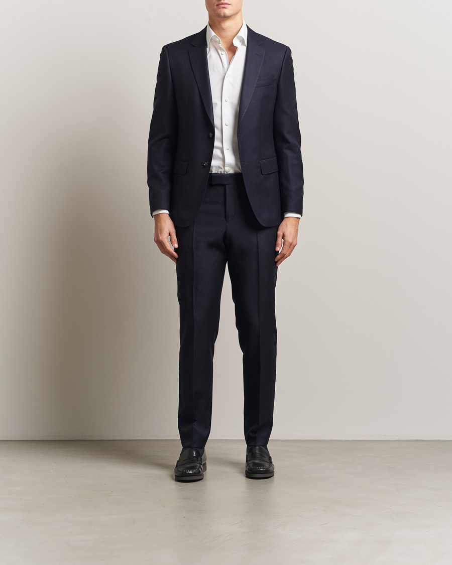 Hombres | Trajes | BOSS BLACK | Huge Structured Wool Suit Dark Blue