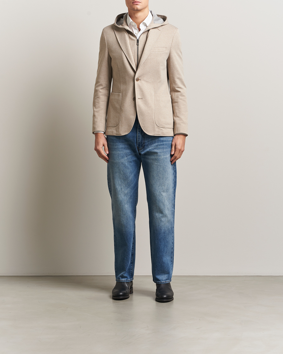 Hombres | Blazers | BOSS BLACK | Hanry Hooded Jersey Blazer Dark Beige