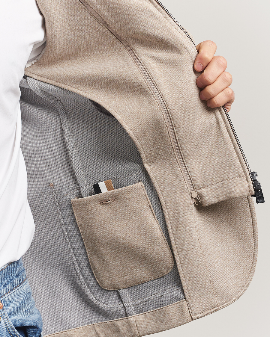 Hombres | Blazers | BOSS BLACK | Hanry Hooded Jersey Blazer Dark Beige