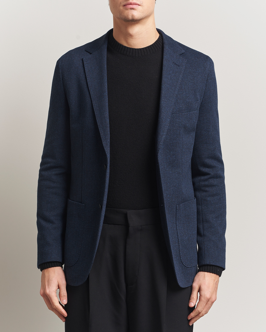 Hombres | Blazers | BOSS BLACK | Jaye Jersey Herringbone Blazer Dark Blue