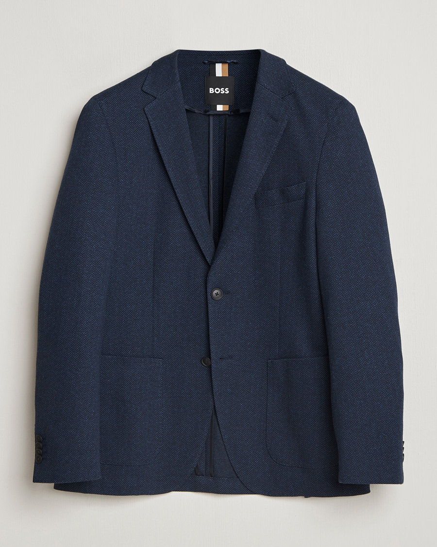 Hombres | Blazers | BOSS BLACK | Jaye Jersey Herringbone Blazer Dark Blue