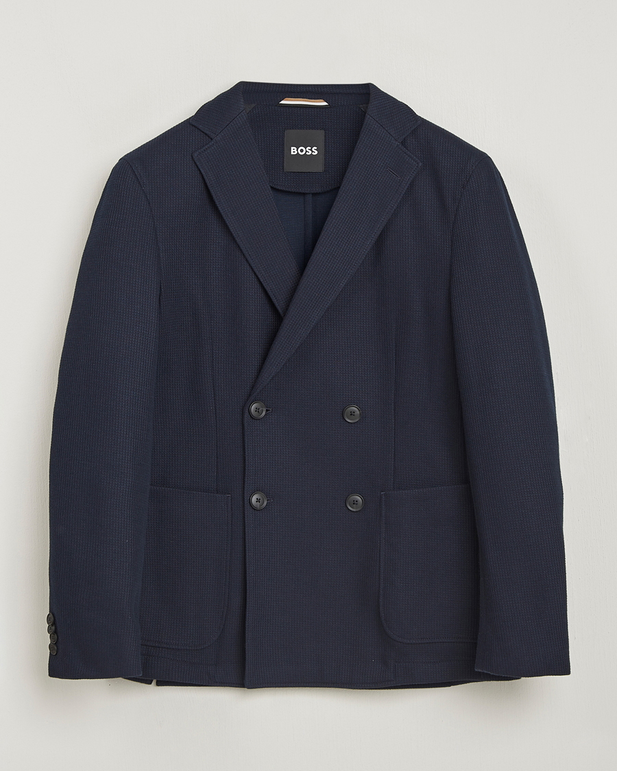 Hombres | Blazers | BOSS BLACK | Hanry Jersey Double Breasted Blazer Dark Blue