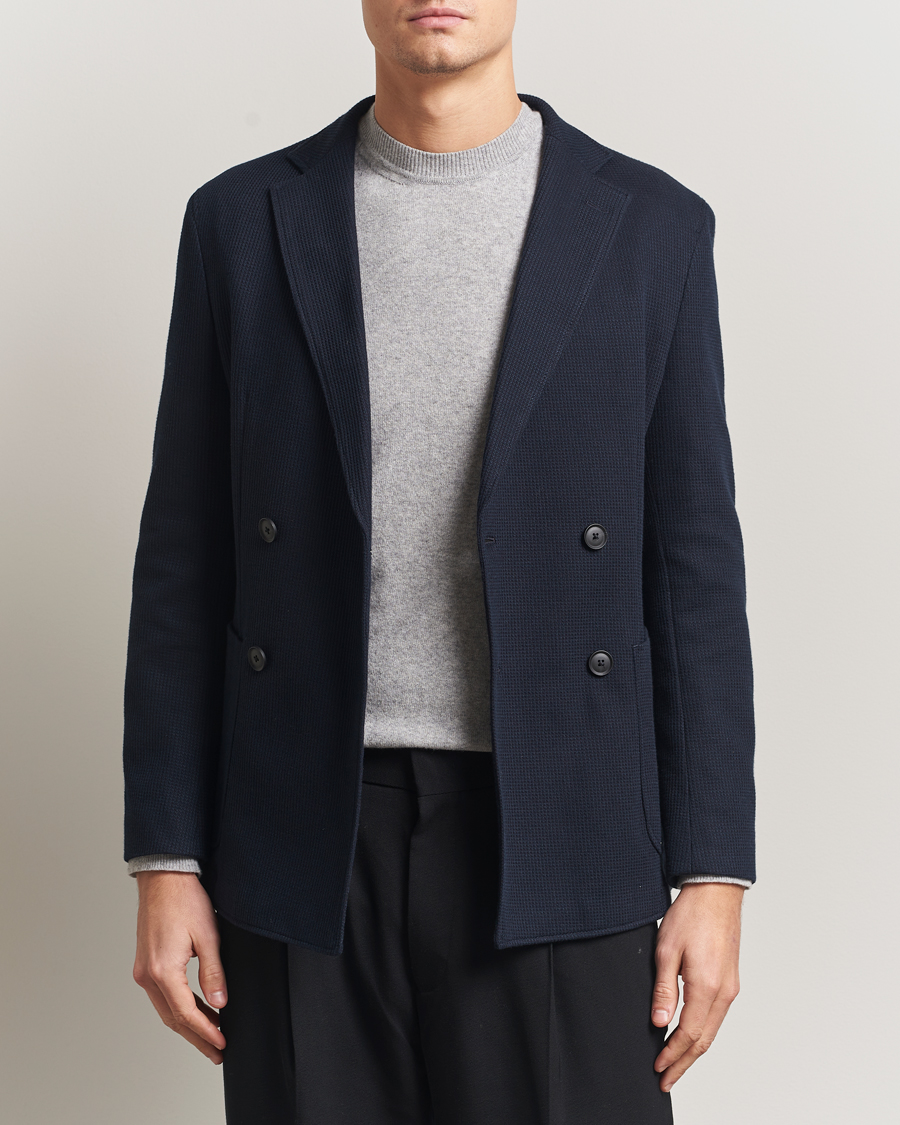 Hombres | Blazers | BOSS BLACK | Hanry Jersey Double Breasted Blazer Dark Blue