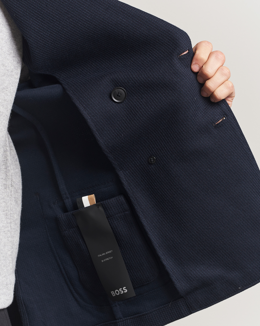 Hombres | Blazers | BOSS BLACK | Hanry Jersey Double Breasted Blazer Dark Blue