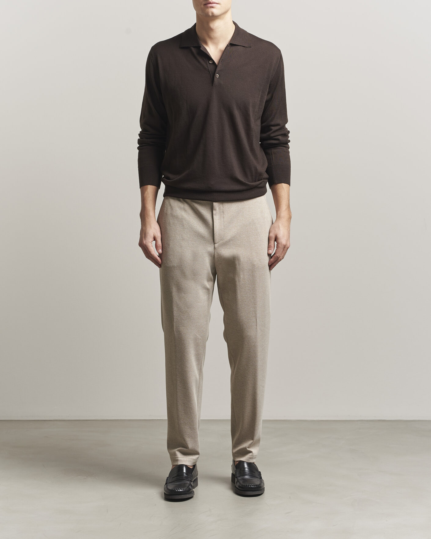 Hombres | Pantalones | BOSS BLACK | Perin Jersey Drawstring Trousers Dark Beige
