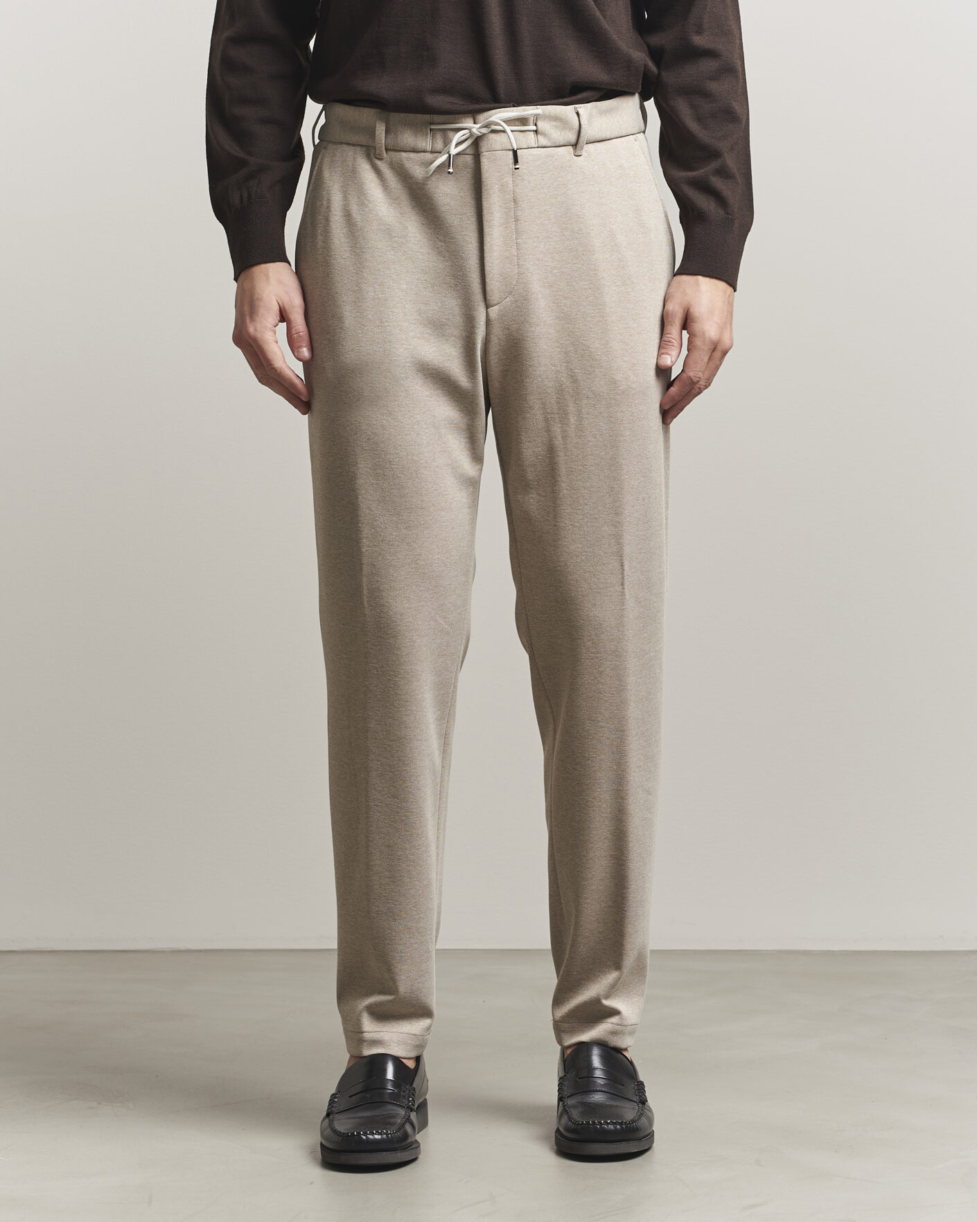 Hombres | Pantalones | BOSS BLACK | Perin Jersey Drawstring Trousers Dark Beige