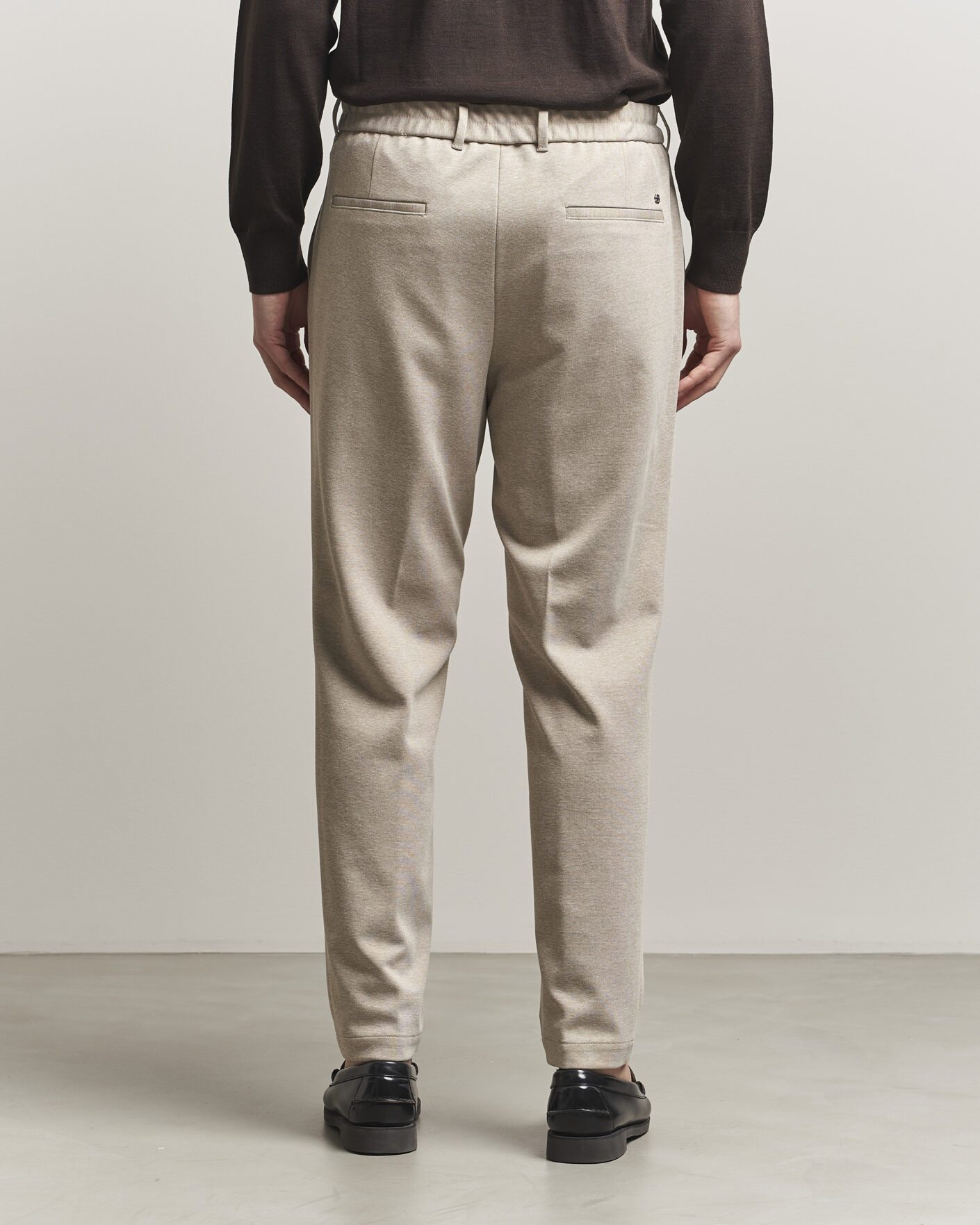Hombres | Pantalones | BOSS BLACK | Perin Jersey Drawstring Trousers Dark Beige