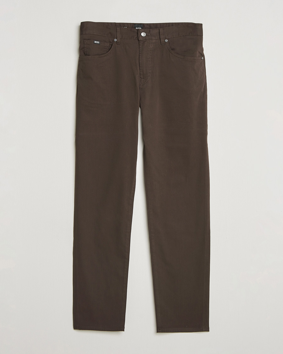 Hombres | Pantalones | BOSS BLACK | Re.Maine Cotton 5-Pocket Pants Dark Brown