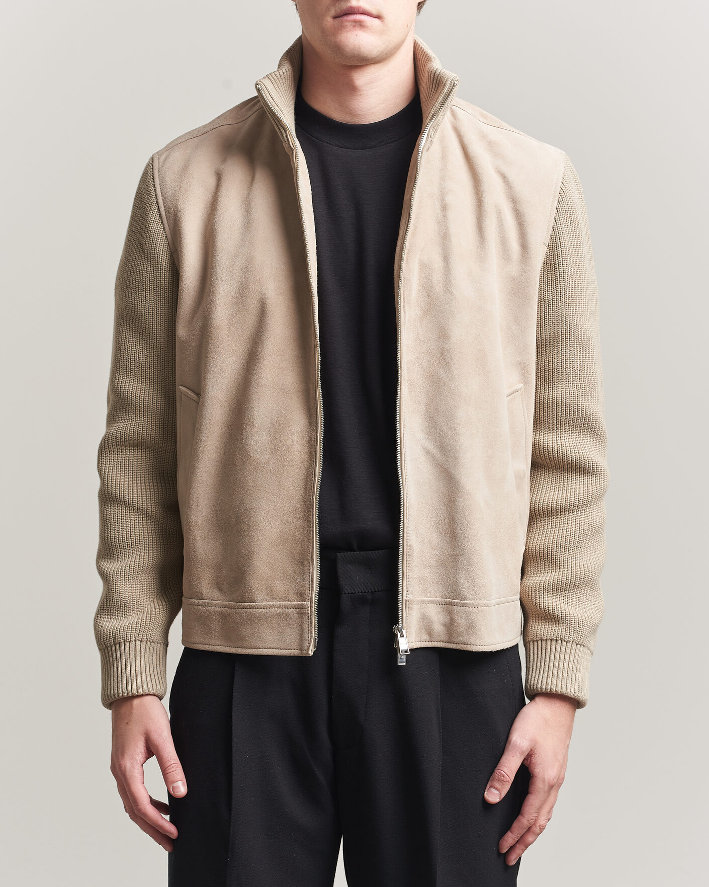 Hombres | Abrigos y chaquetas | BOSS BLACK | Maven Suede Hybrid Jacket Open White