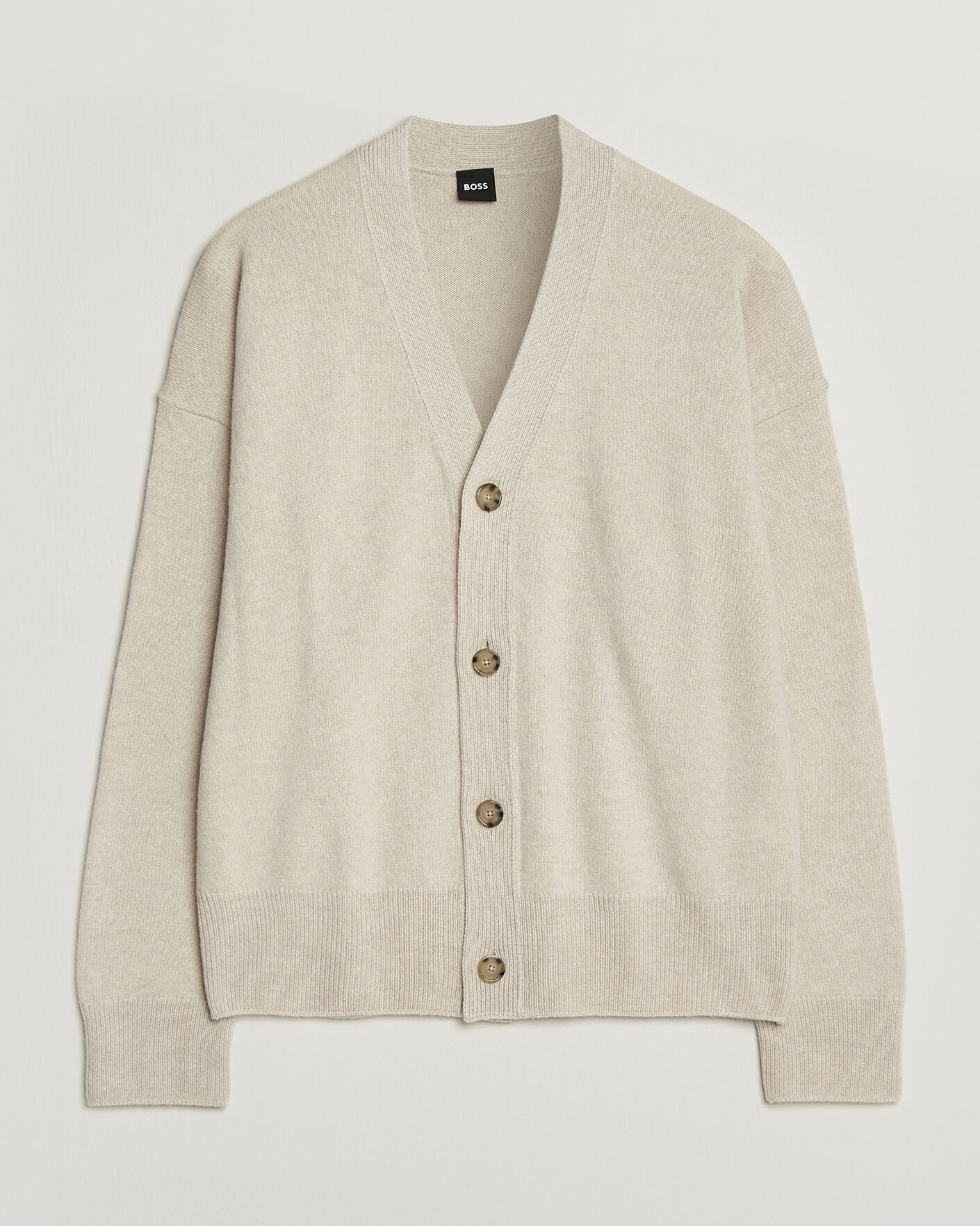 Hombres | Jerséis y prendas de punto | BOSS BLACK | Ucone Wool Knitted Cardigan Open White
