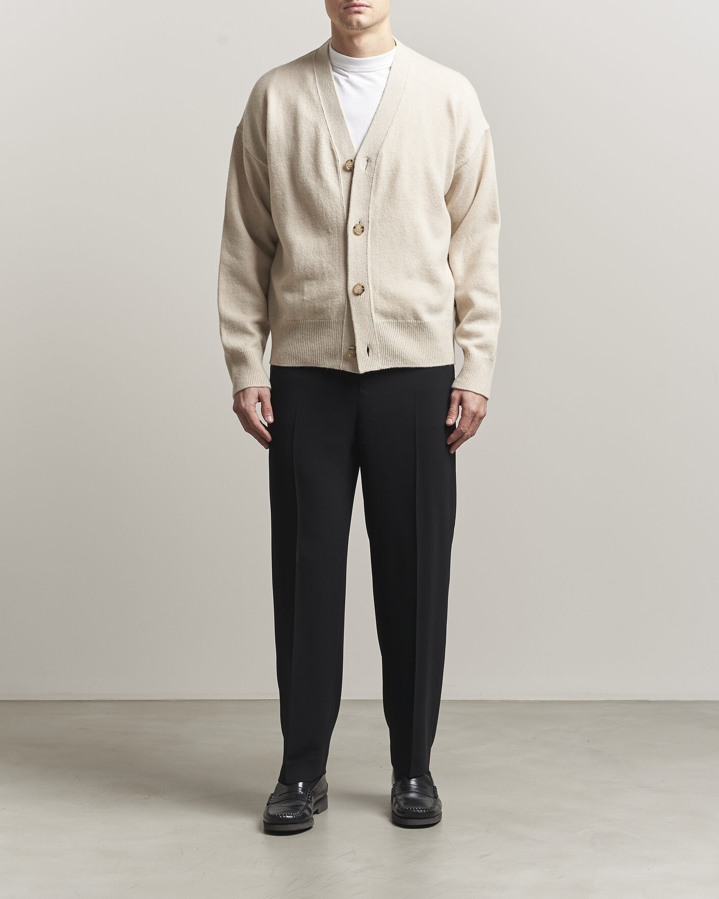 Hombres | Jerséis y prendas de punto | BOSS BLACK | Ucone Wool Knitted Cardigan Open White