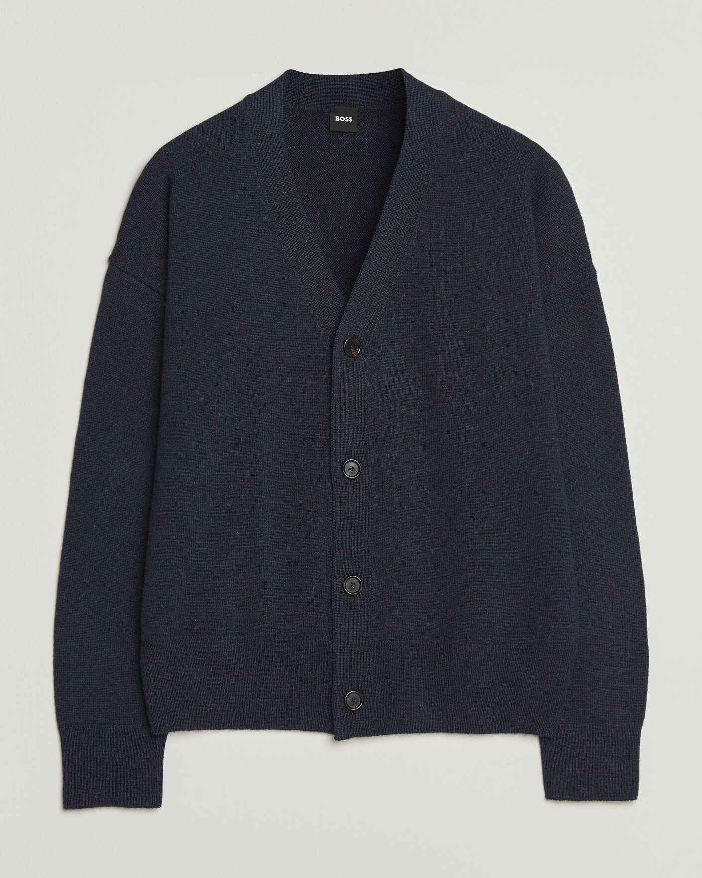 Hombres | Jerséis y prendas de punto | BOSS BLACK | Ucone Wool Knitted Cardigan Dark Blue