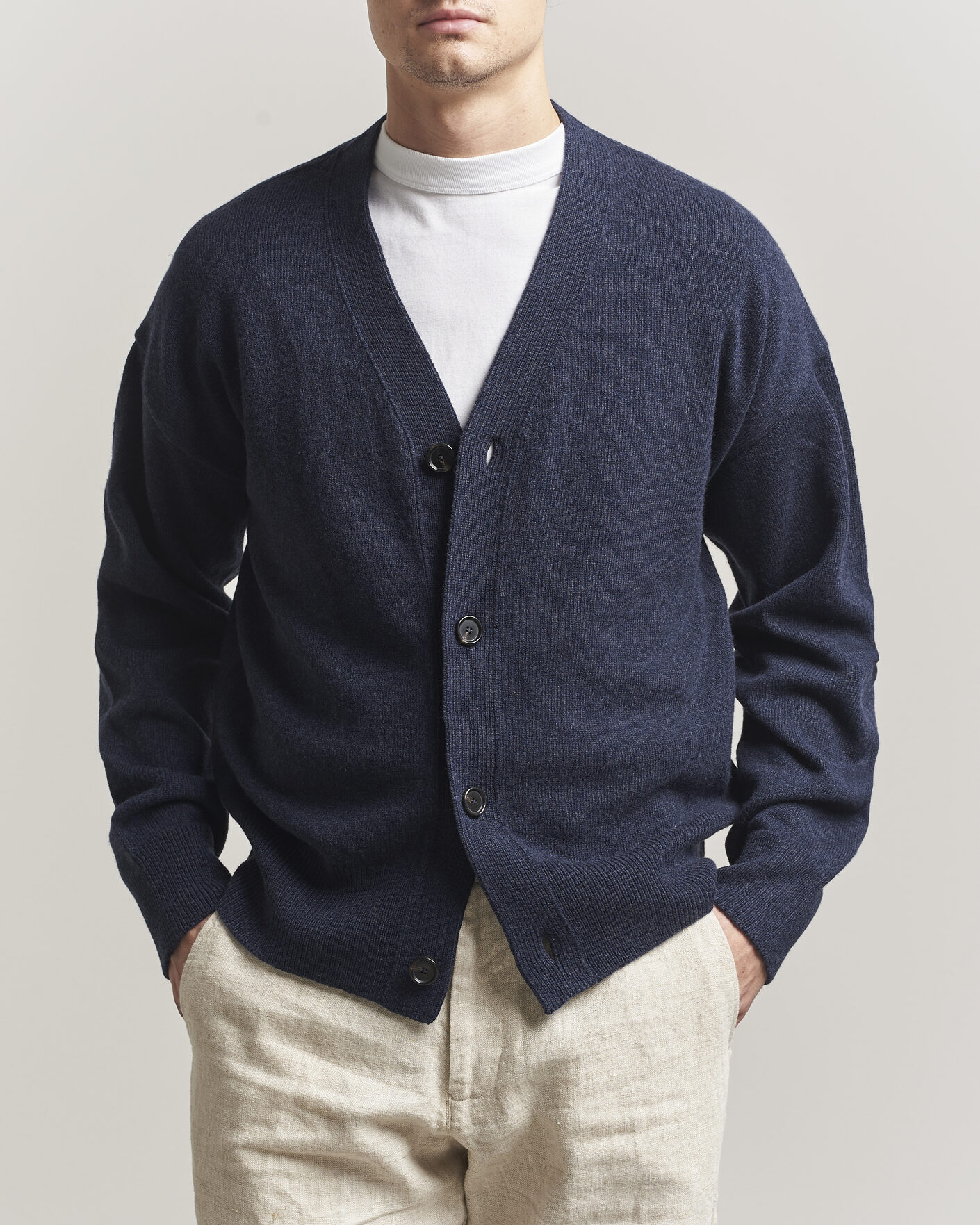 Hombres | Jerséis y prendas de punto | BOSS BLACK | Ucone Wool Knitted Cardigan Dark Blue