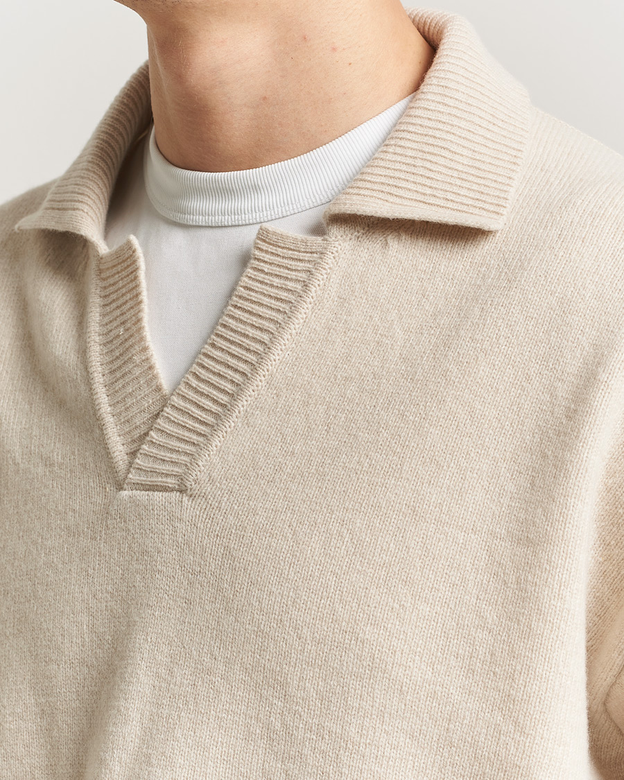 Hombres | Jerséis y prendas de punto | BOSS BLACK | Ucari Wool Knitted Polo Open White