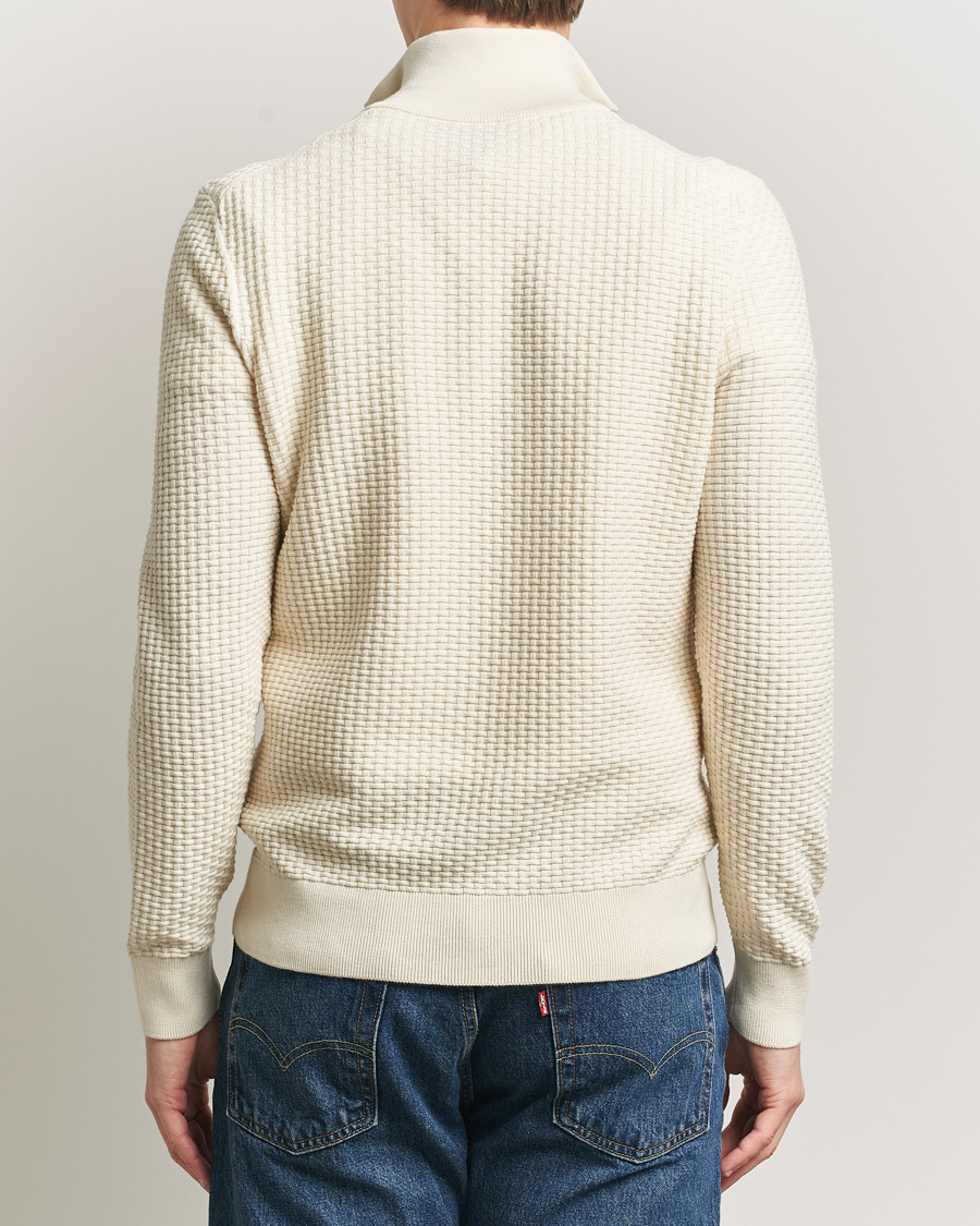 Hombres | Jerséis y prendas de punto | BOSS BLACK | Ulicio Structured Knitted Half Zip Open White