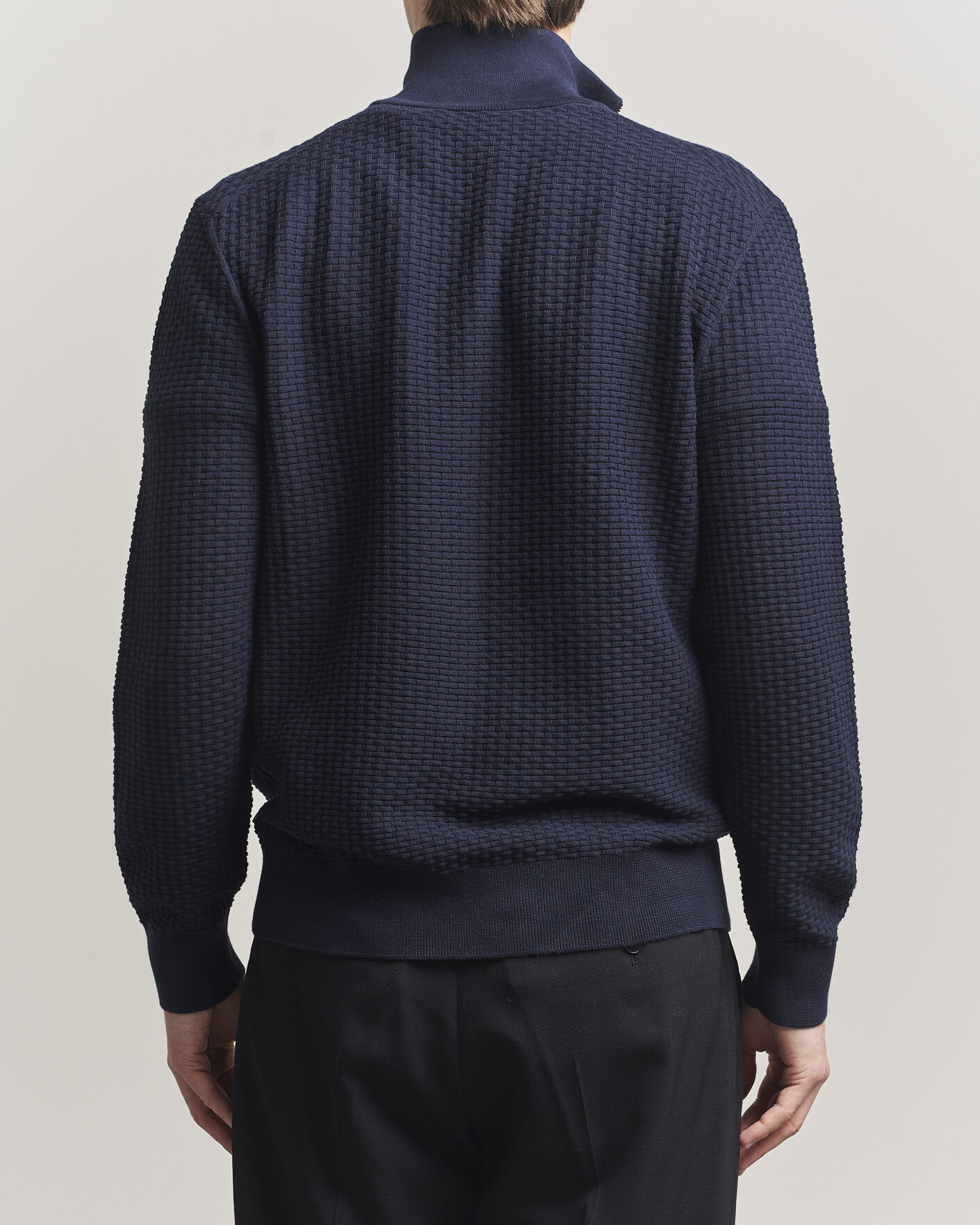 Hombres | Jerséis y prendas de punto | BOSS BLACK | Ulicio Structured Knitted Half Zip Dark Blue