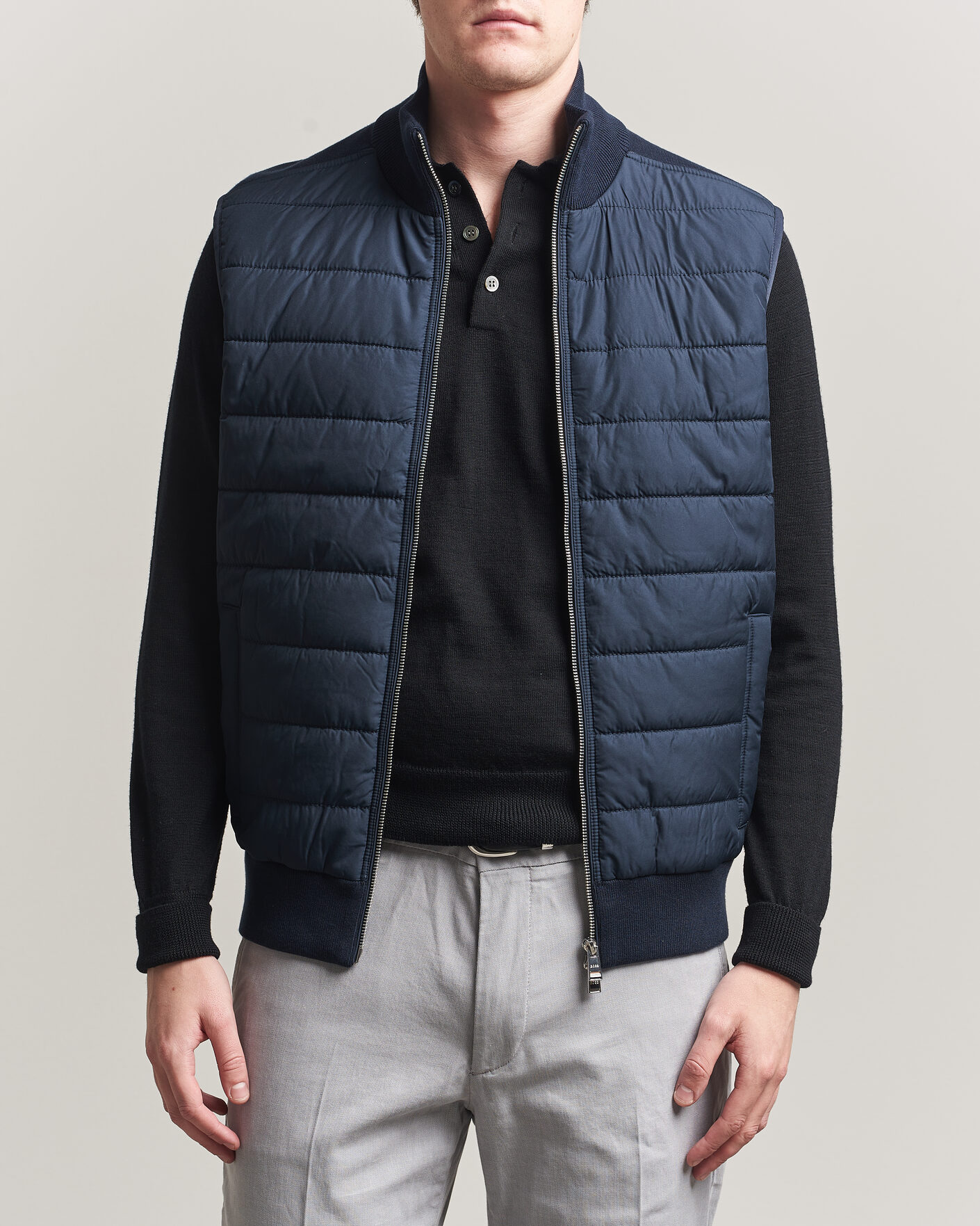 Hombres | Chalecos | BOSS BLACK | Urwin Cotton/Wool Vest Dark Blue