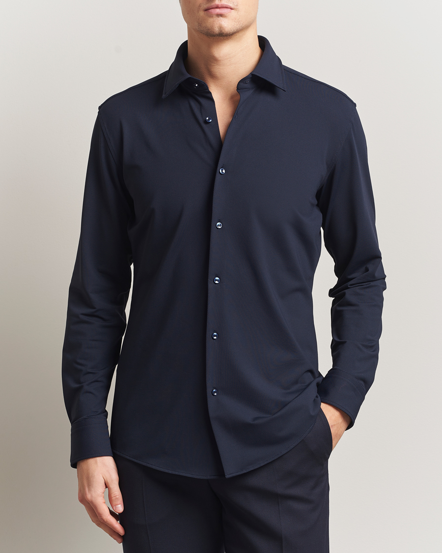 Hombres | Camisas | BOSS BLACK | Hank Structured Jersey Shirt Dark Blue