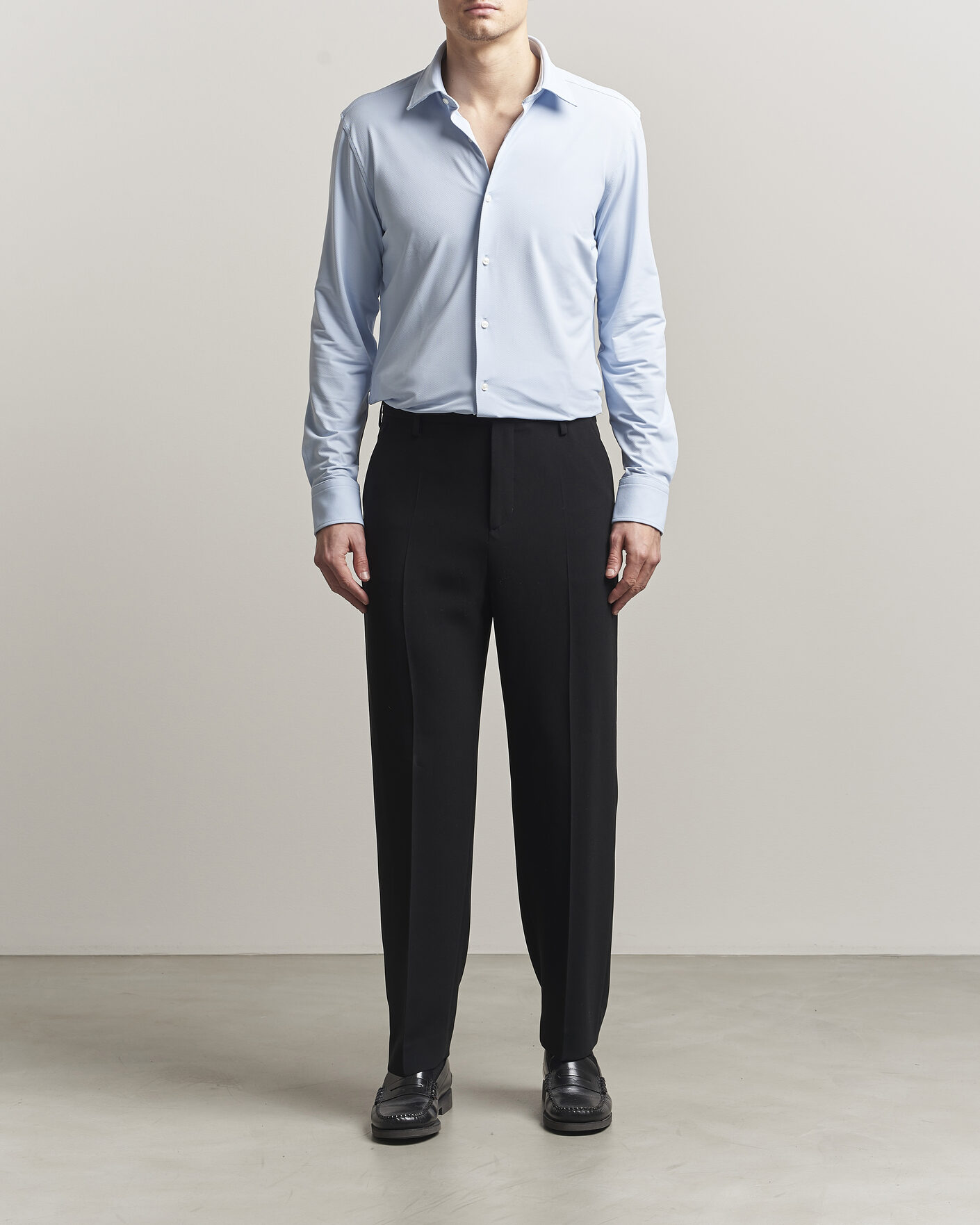 Hombres | Camisas | BOSS BLACK | Hank Structured Jersey Shirt Light Blue