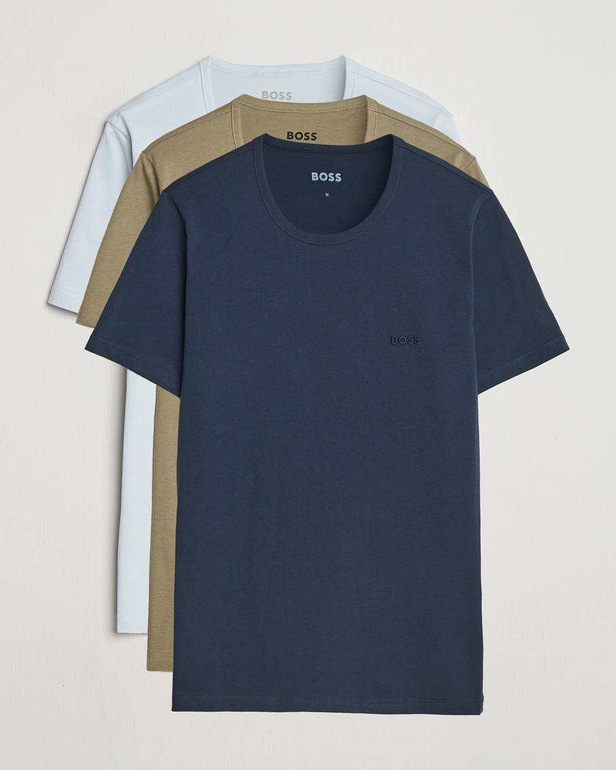 Hombres | Camisetas | BOSS BLACK | 3-Pack Crew Neck T-Shirt Green/Blue/Navy