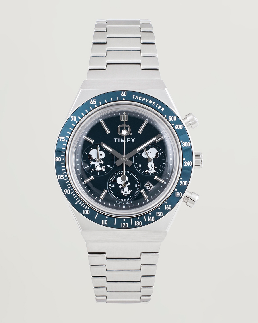 Hombres | Timex Timex X Peanuts Q Chronograph Snoopy 40mm Blue Dial | Timex | X Peanuts Q Chronograph Snoopy 40mm Blue Dial