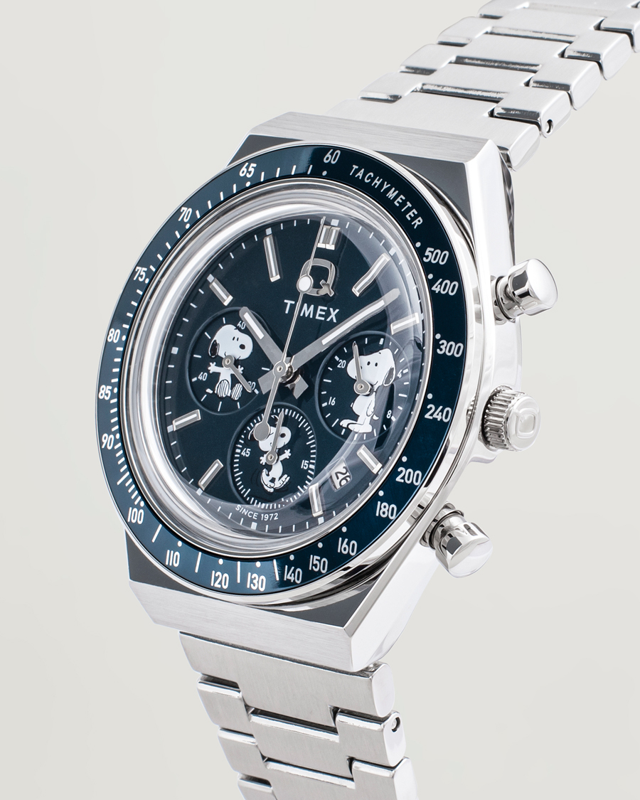Hombres | Timex Timex X Peanuts Q Chronograph Snoopy 40mm Blue Dial | Timex | X Peanuts Q Chronograph Snoopy 40mm Blue Dial