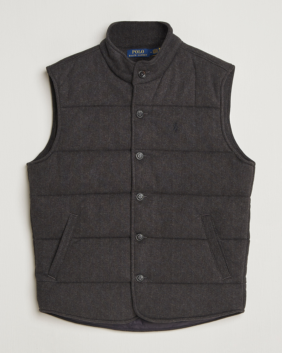 Hombres | Chalecos | Polo Ralph Lauren | Knitted Herringbone Vest Dark Charcoal Heather
