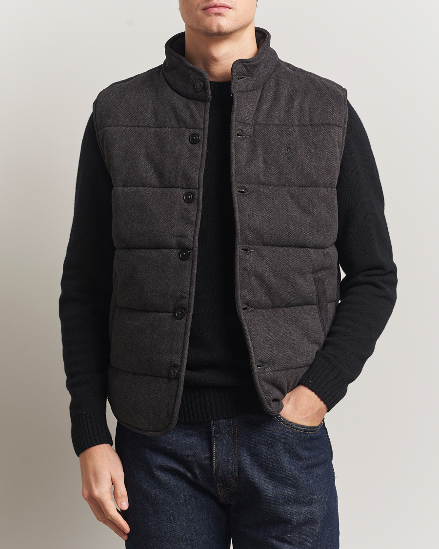 Hombres | Chalecos | Polo Ralph Lauren | Knitted Herringbone Vest Dark Charcoal Heather