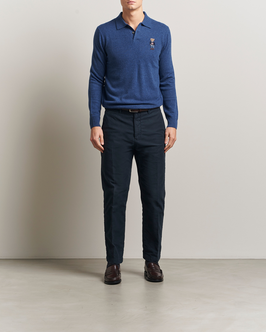 Hombres | Polos | Polo Ralph Lauren | Washed Long Sleeve Bear Polo Rustic Navy Heather
