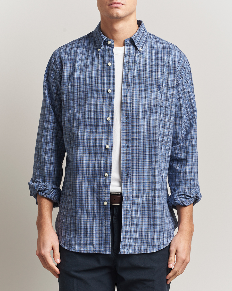 Hombres | Camisas | Polo Ralph Lauren | Custom Fit Checked Shirt Blue Heather Multi