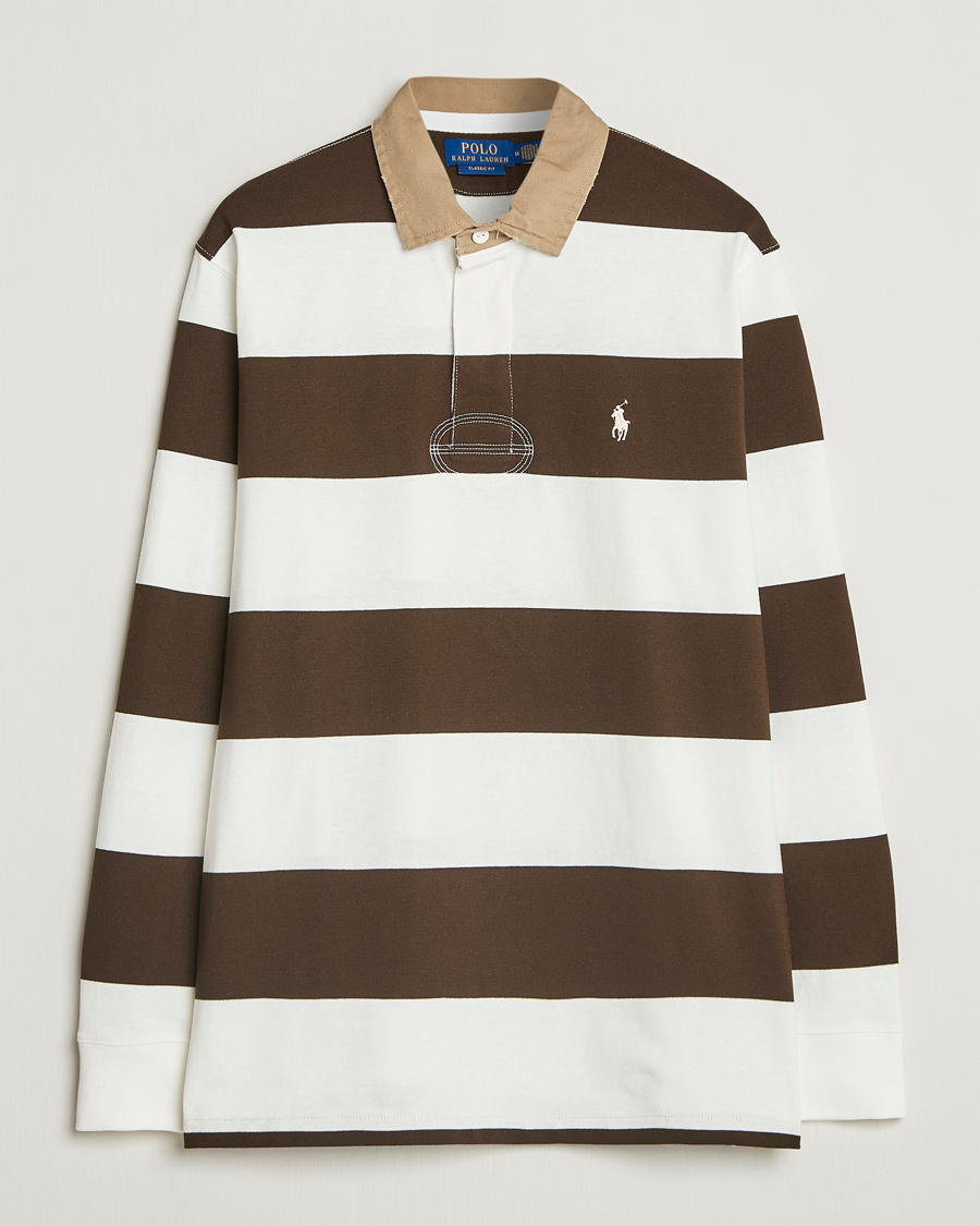 Hombres | Jerséis y prendas de punto | Polo Ralph Lauren | Long Sleeve Rugby Sweater Dark Brown/Cream