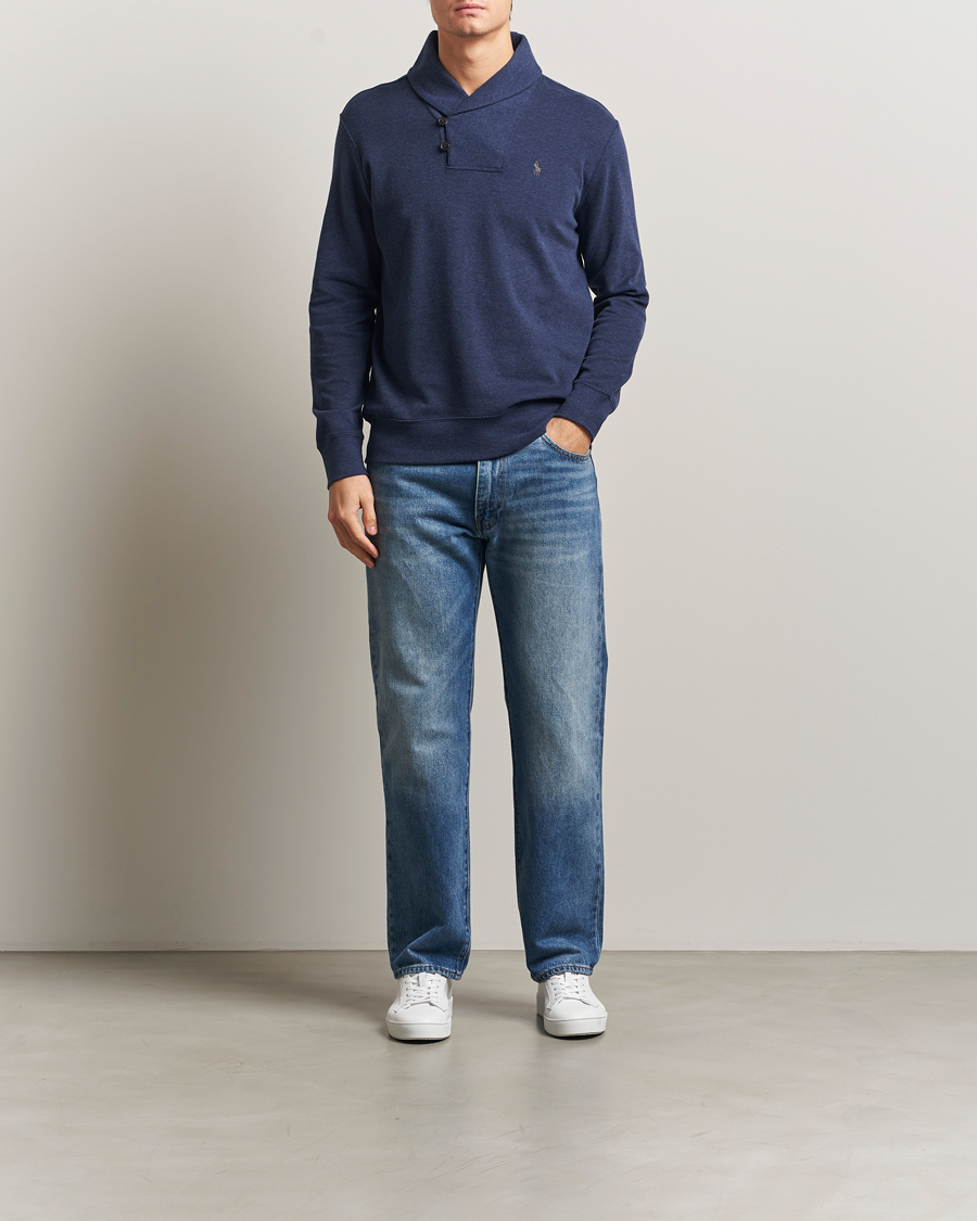 Hombres | Jerséis y prendas de punto | Polo Ralph Lauren | Double Knitted Shawl Collar Sweater Navy Heather
