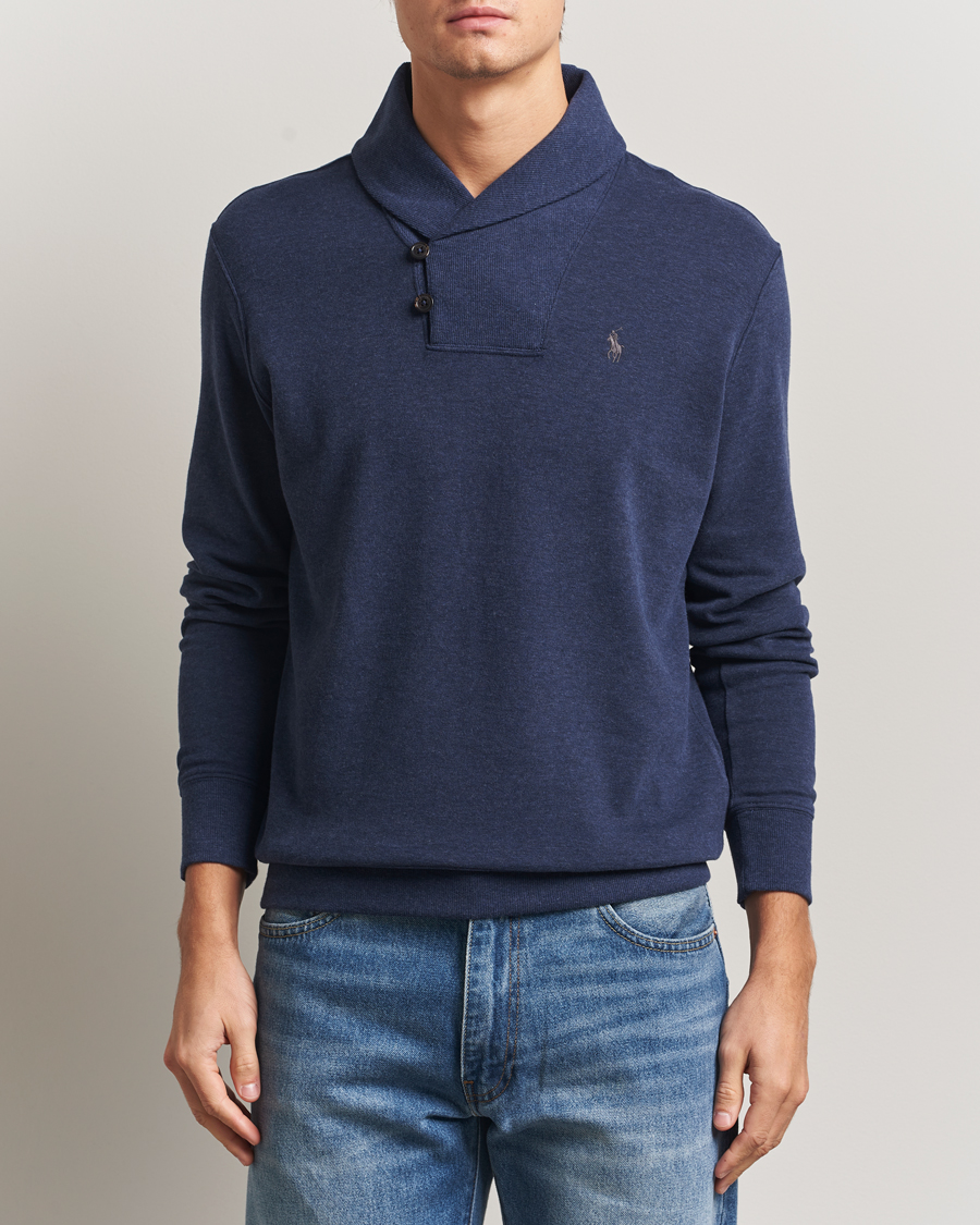 Hombres | Jerséis y prendas de punto | Polo Ralph Lauren | Double Knitted Shawl Collar Sweater Navy Heather