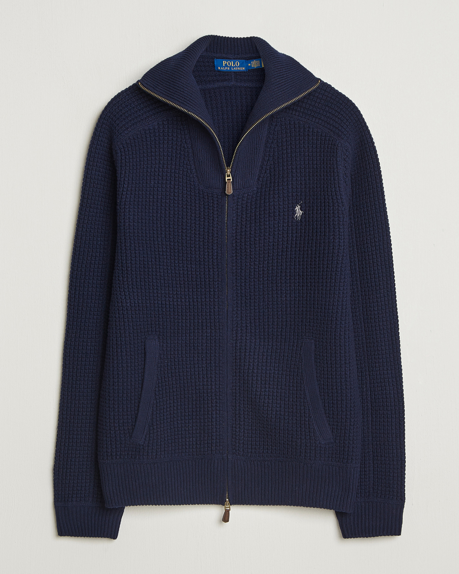 Hombres | Jerséis y prendas de punto | Polo Ralph Lauren | Cotton/Wool Full Zip Hunter Navy