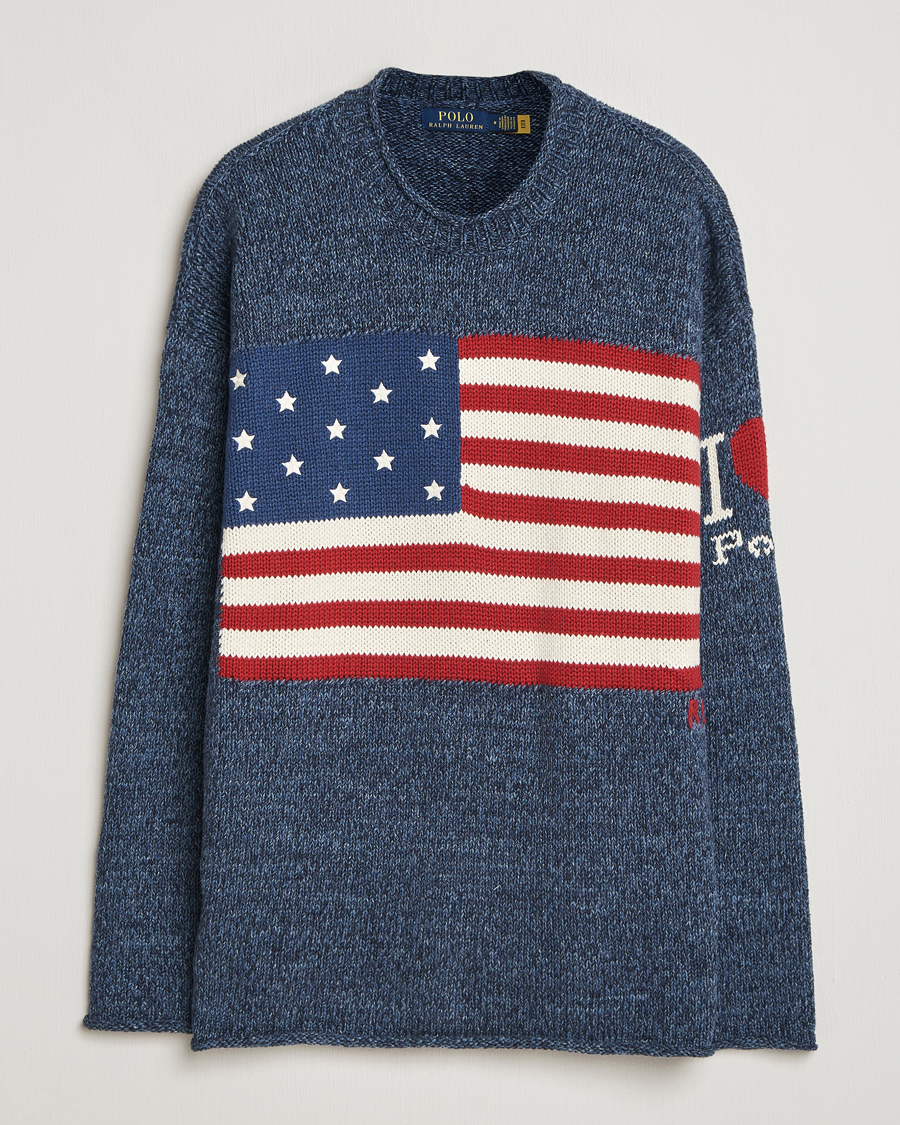 Hombres | Jerséis y prendas de punto | Polo Ralph Lauren | Cotton Flag Sweater Blue Marl