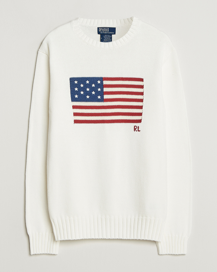Hombres | Jerséis y prendas de punto | Polo Ralph Lauren | Cotton Flag Sweater Deckwash White