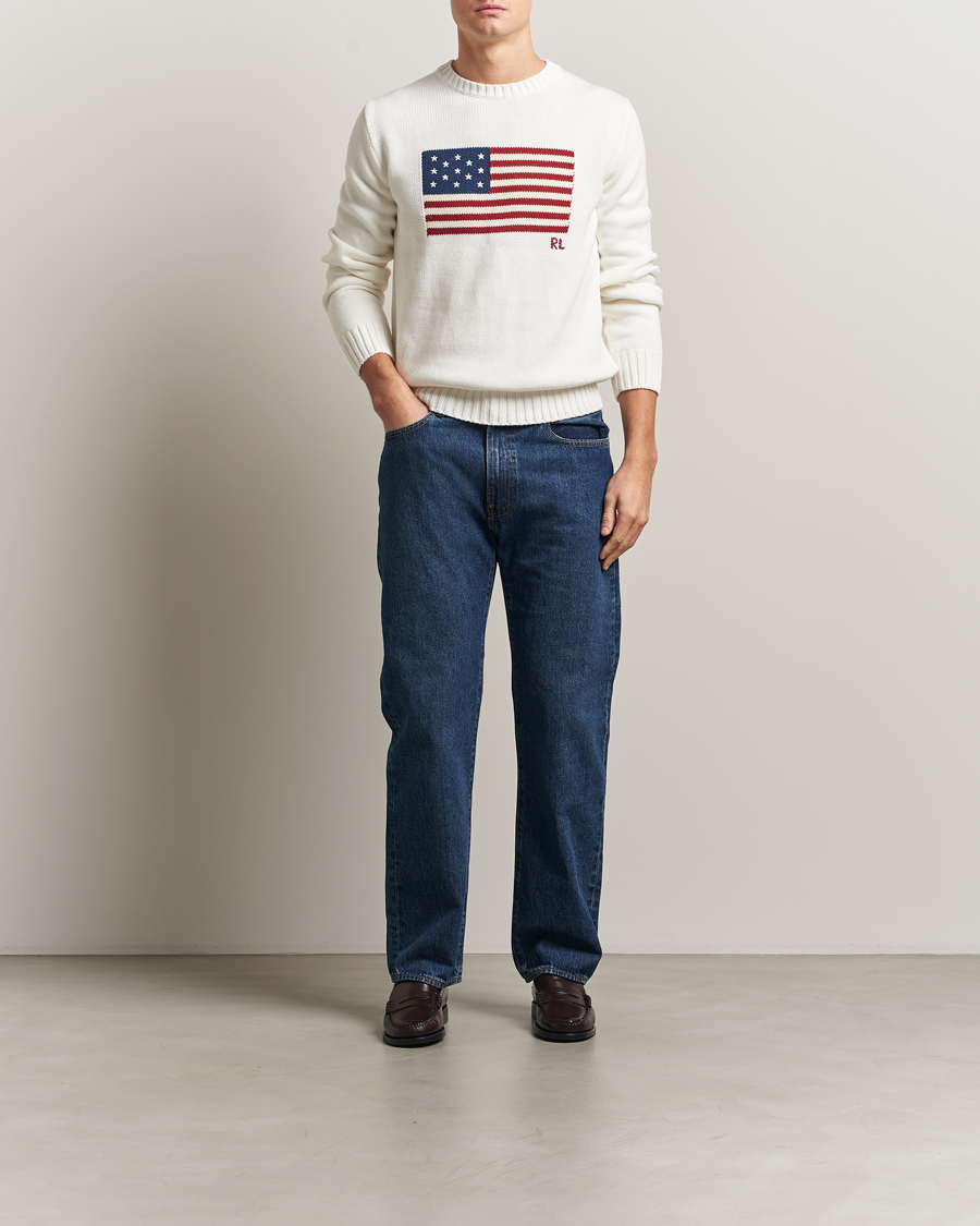 Hombres | Jerséis y prendas de punto | Polo Ralph Lauren | Cotton Flag Sweater Deckwash White