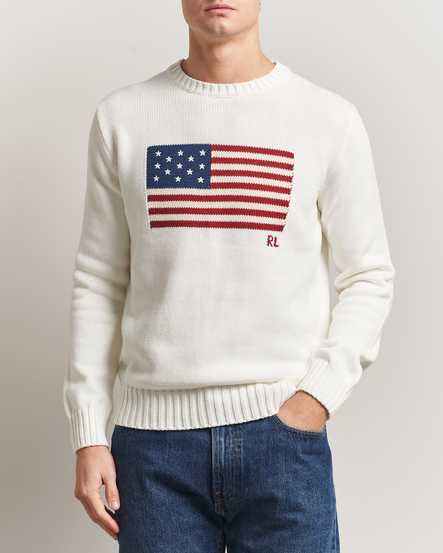 Hombres | Jerséis y prendas de punto | Polo Ralph Lauren | Cotton Flag Sweater Deckwash White