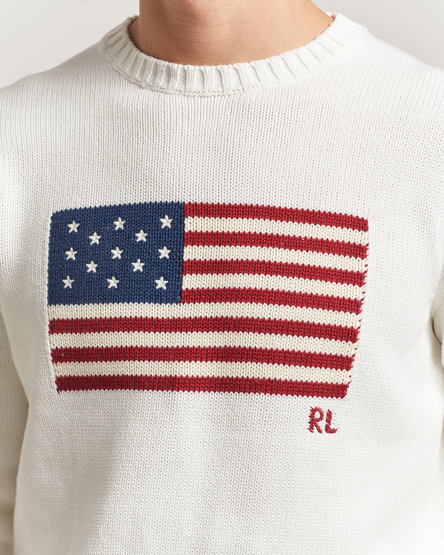 Hombres | Jerséis y prendas de punto | Polo Ralph Lauren | Cotton Flag Sweater Deckwash White