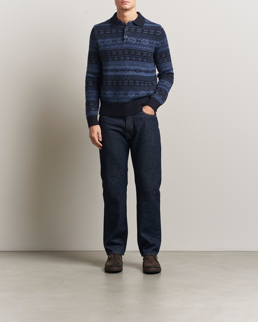 Hombres | Jerséis y prendas de punto | Polo Ralph Lauren | Wool/Linen Blend Long Sleeve Sweater Navy Multi