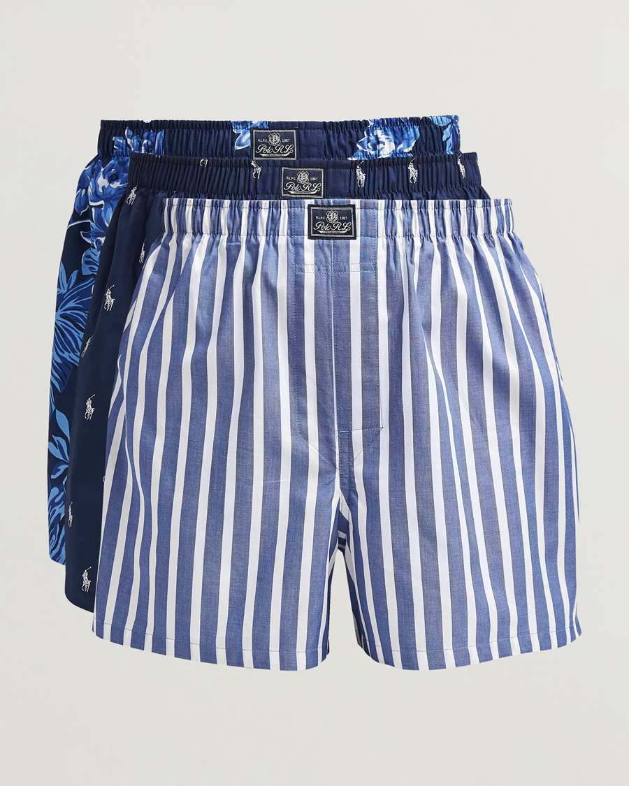 Hombres | Ropa interior y calcetines | Polo Ralph Lauren | 3-Pack Woven Boxer Blue/Navy