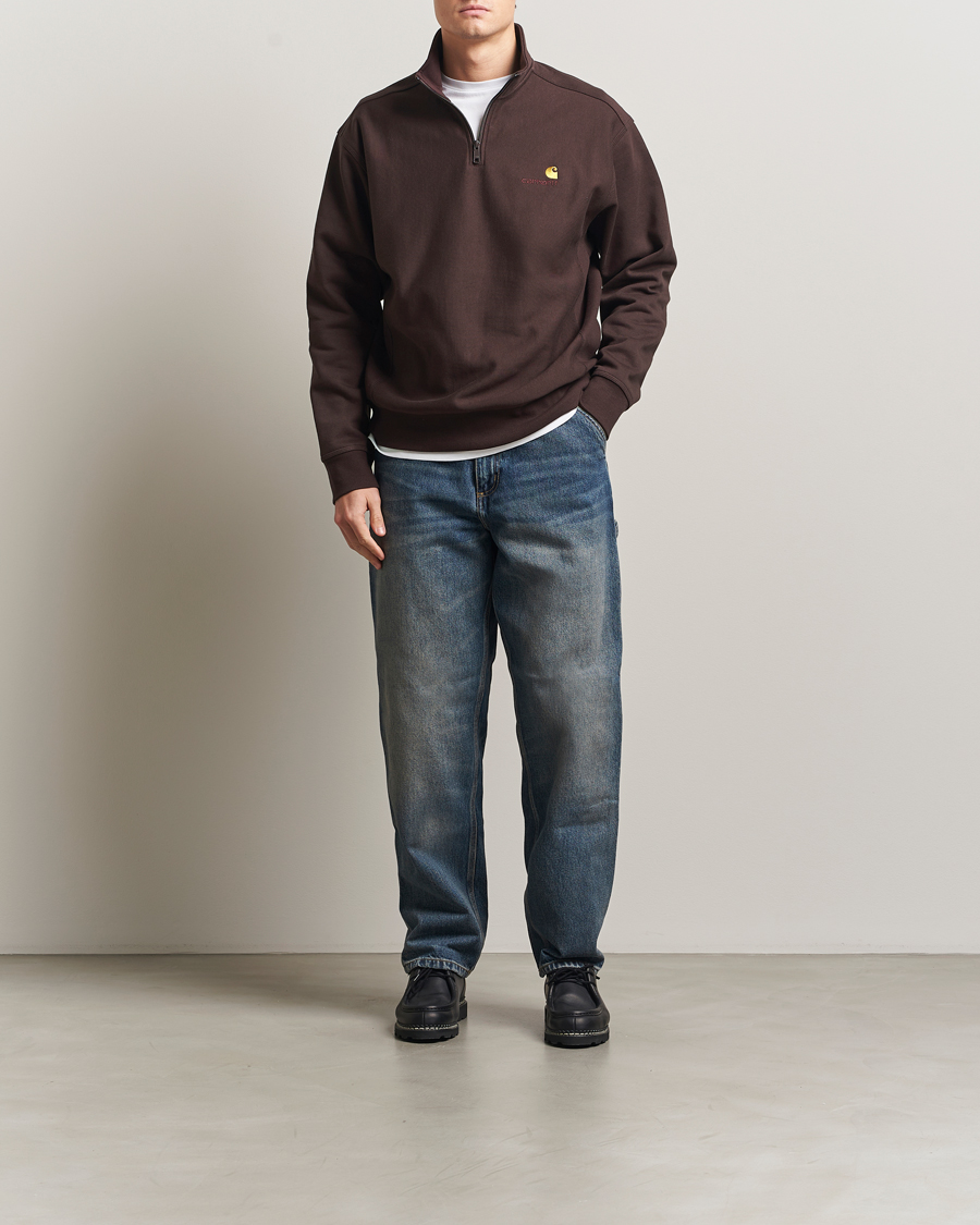 Hombres | Jerséis y prendas de punto | Carhartt WIP | Half Zip American Script Sweat Palisander