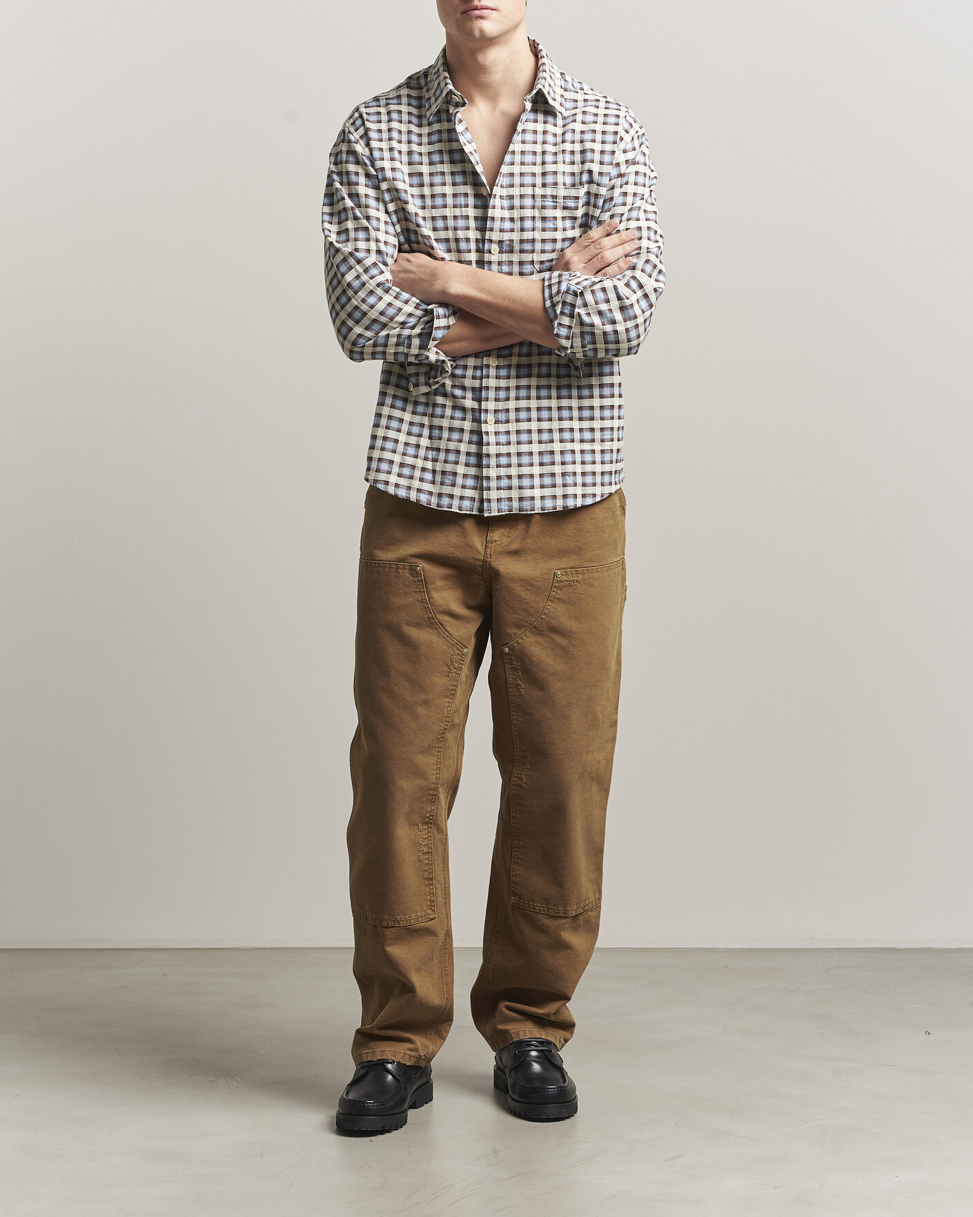 Hombres | Pantalones | Carhartt WIP | Double Knee Pants Hamilton Brown Grind Washed