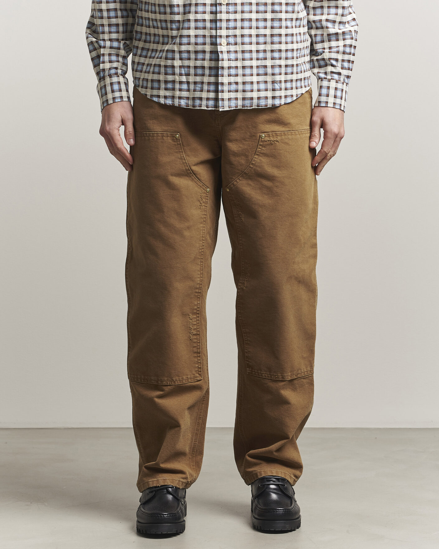 Hombres | Pantalones | Carhartt WIP | Double Knee Pants Hamilton Brown Grind Washed