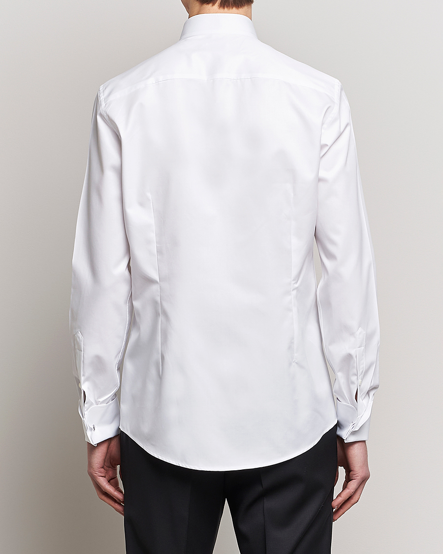 Hombres | Camisas | Stenströms | Slimline Stand Up Collar Plissè Shirt White
