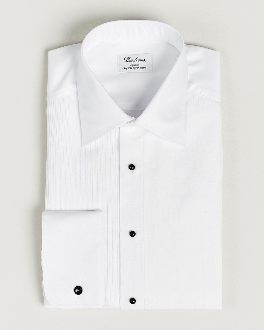 Hombres | Camisas | Stenströms | Slimline Open Smoking Shirt White