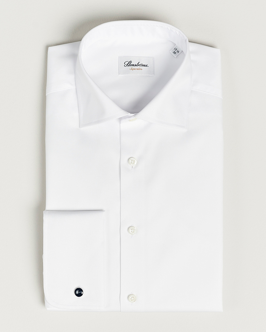 Hombres | Camisas | Stenströms | Superslim Double Cuff Cotton Shirt White